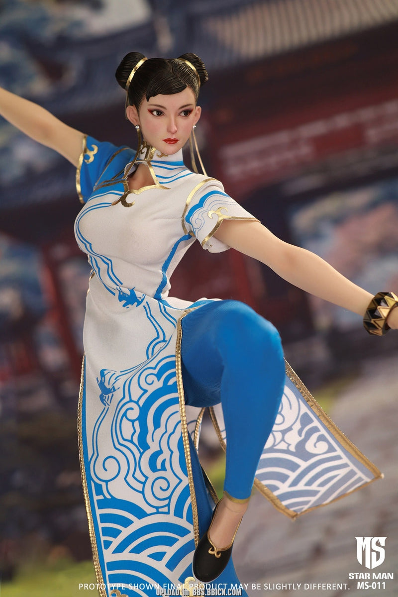 STAR MAN MS-011 1/6 Female Fighter Chun-li (Blue Cloud Patterned White Cheongsam Version)