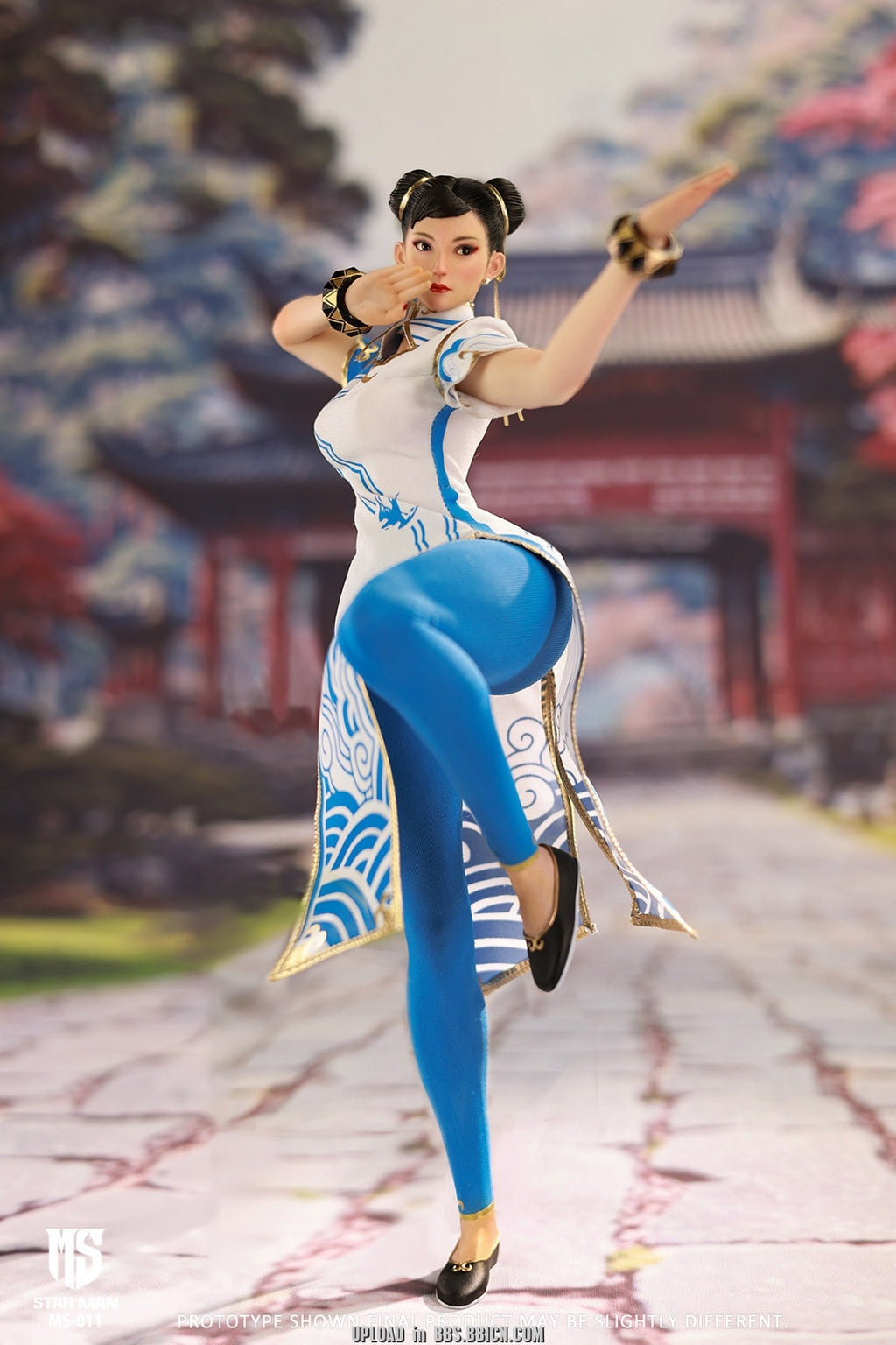 STAR MAN MS-011 1/6 Female Fighter Chun-li (Blue Cloud Patterned White Cheongsam Version)