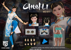 STAR MAN MS-011 1/6 Female Fighter Chun-li (Blue Cloud Patterned White Cheongsam Version)