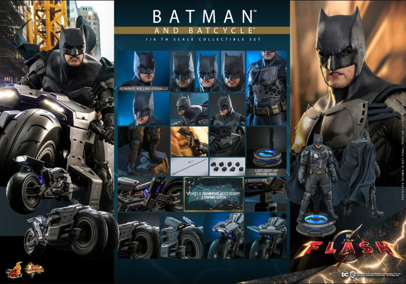 HOT TOYS MMS705 HT 1/6 The Flash Batman And Batcycle Collectible Set