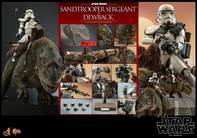 HOT TOYS MMS722 1/6 Star Wars Episode IV A New Hope Pack 2 Figures Sandtrooper Sergeant & Dewback