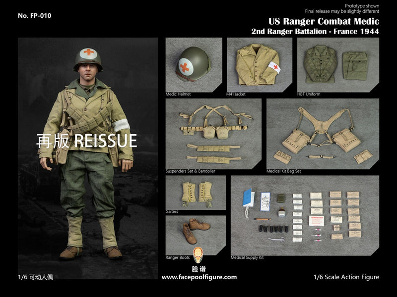 Re-order: Facepoolfigure FP-010 1/6WWII US Ranger Combat Medic – France 1944