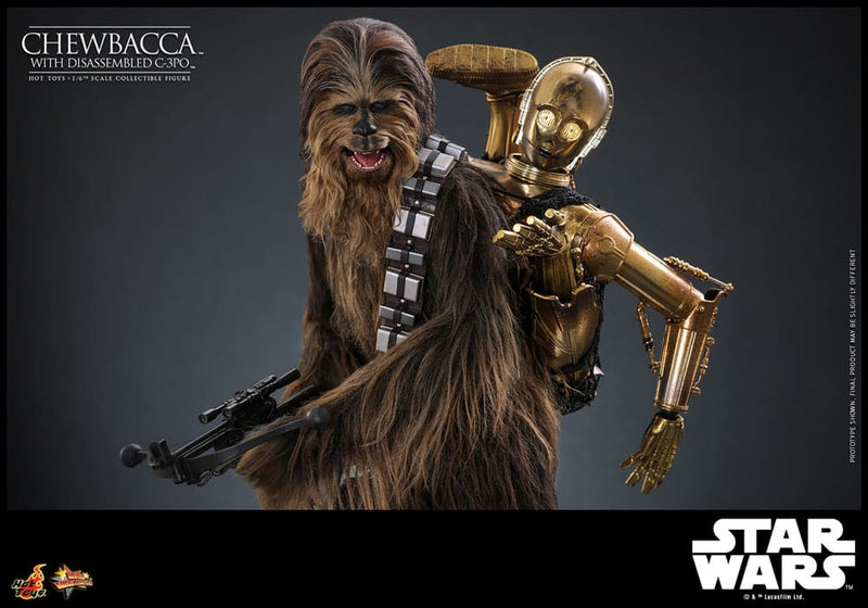 HOT TOYS Star Wars Episode V Figura Movie Masterpiece 1/6 Chewbacca with Disassembled C-3PO 36 cm