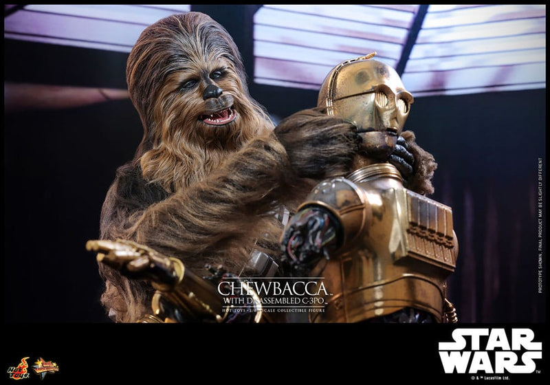 HOT TOYS Star Wars Episode V Figura Movie Masterpiece 1/6 Chewbacca with Disassembled C-3PO 36 cm