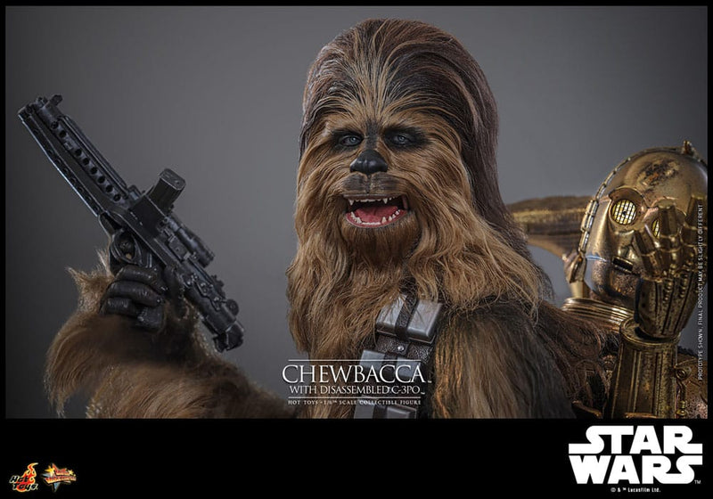 HOT TOYS Star Wars Episode V Figura Movie Masterpiece 1/6 Chewbacca with Disassembled C-3PO 36 cm