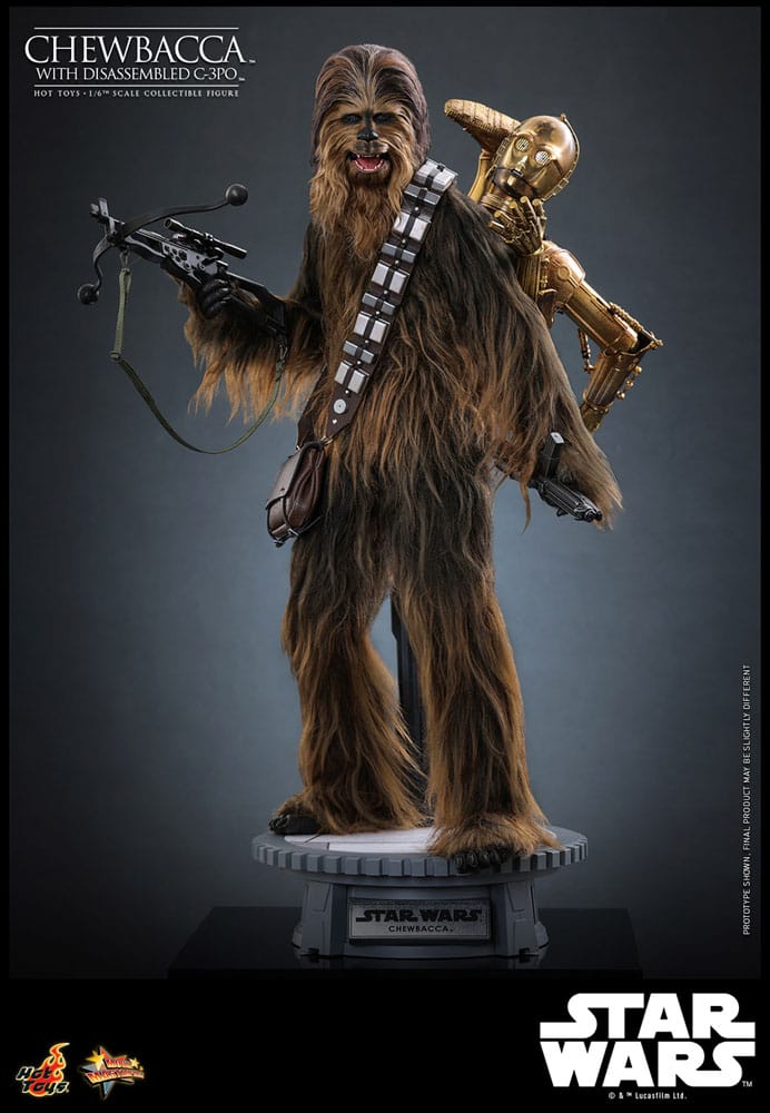 HOT TOYS Star Wars Episode V Figura Movie Masterpiece 1/6 Chewbacca with Disassembled C-3PO 36 cm