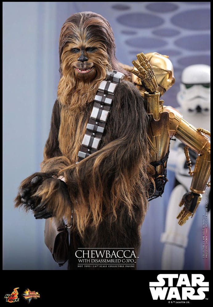 HOT TOYS Star Wars Episode V Figura Movie Masterpiece 1/6 Chewbacca with Disassembled C-3PO 36 cm