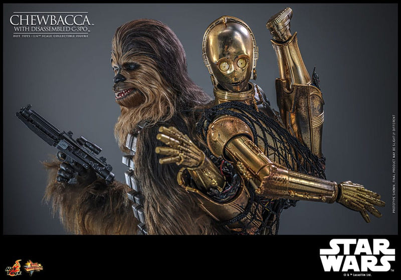 HOT TOYS Star Wars Episode V Figura Movie Masterpiece 1/6 Chewbacca with Disassembled C-3PO 36 cm