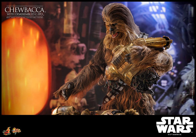 HOT TOYS Star Wars Episode V Figura Movie Masterpiece 1/6 Chewbacca with Disassembled C-3PO 36 cm