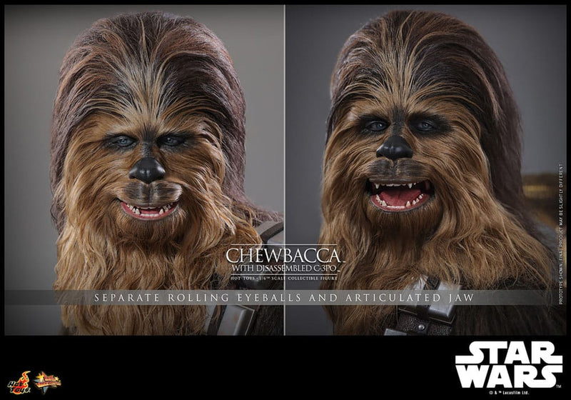 HOT TOYS Star Wars Episode V Figura Movie Masterpiece 1/6 Chewbacca with Disassembled C-3PO 36 cm