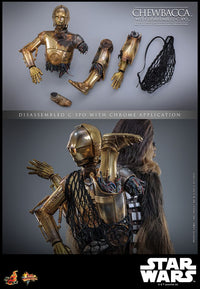 HOT TOYS Star Wars Episode V Figura Movie Masterpiece 1/6 Chewbacca with Disassembled C-3PO 36 cm