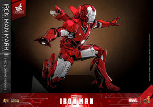 HOT TOYS Iron Man Figura Movie Masterpiece Diecast 1/6 Iron Man Mark III (Red & Chrome Version) Hot Toys Exclusive 32 cm