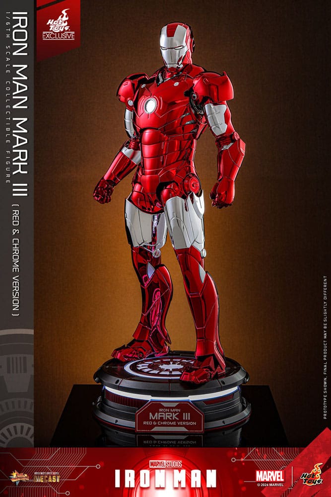 HOT TOYS Iron Man Figura Movie Masterpiece Diecast 1/6 Iron Man Mark III (Red & Chrome Version) Hot Toys Exclusive 32 cm