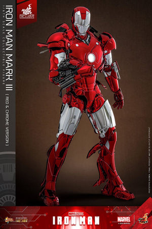 HOT TOYS Iron Man Figura Movie Masterpiece Diecast 1/6 Iron Man Mark III (Red & Chrome Version) Hot Toys Exclusive 32 cm