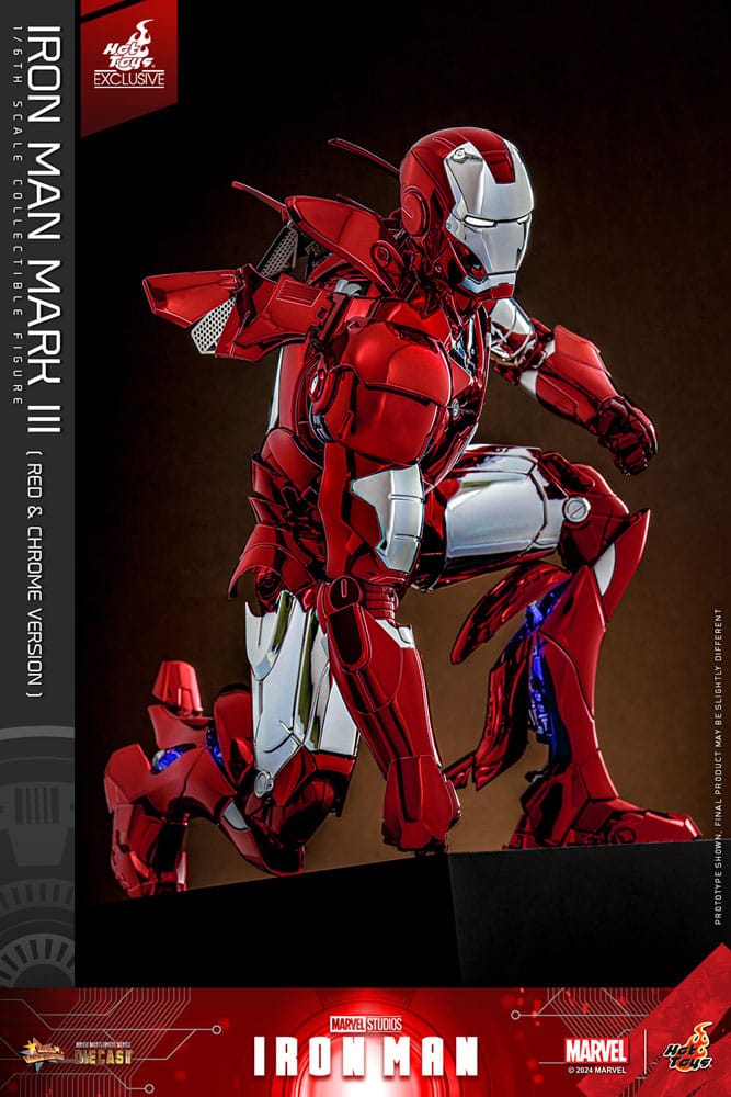 HOT TOYS Iron Man Figura Movie Masterpiece Diecast 1/6 Iron Man Mark III (Red & Chrome Version) Hot Toys Exclusive 32 cm