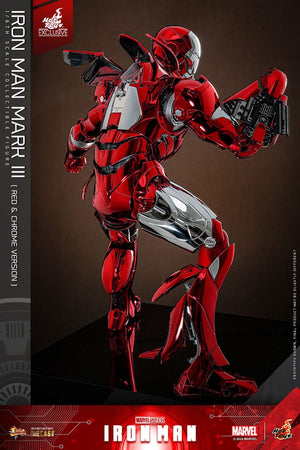 HOT TOYS Iron Man Figura Movie Masterpiece Diecast 1/6 Iron Man Mark III (Red & Chrome Version) Hot Toys Exclusive 32 cm