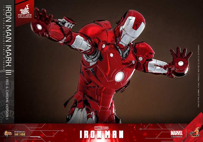 HOT TOYS Iron Man Figura Movie Masterpiece Diecast 1/6 Iron Man Mark III (Red & Chrome Version) Hot Toys Exclusive 32 cm