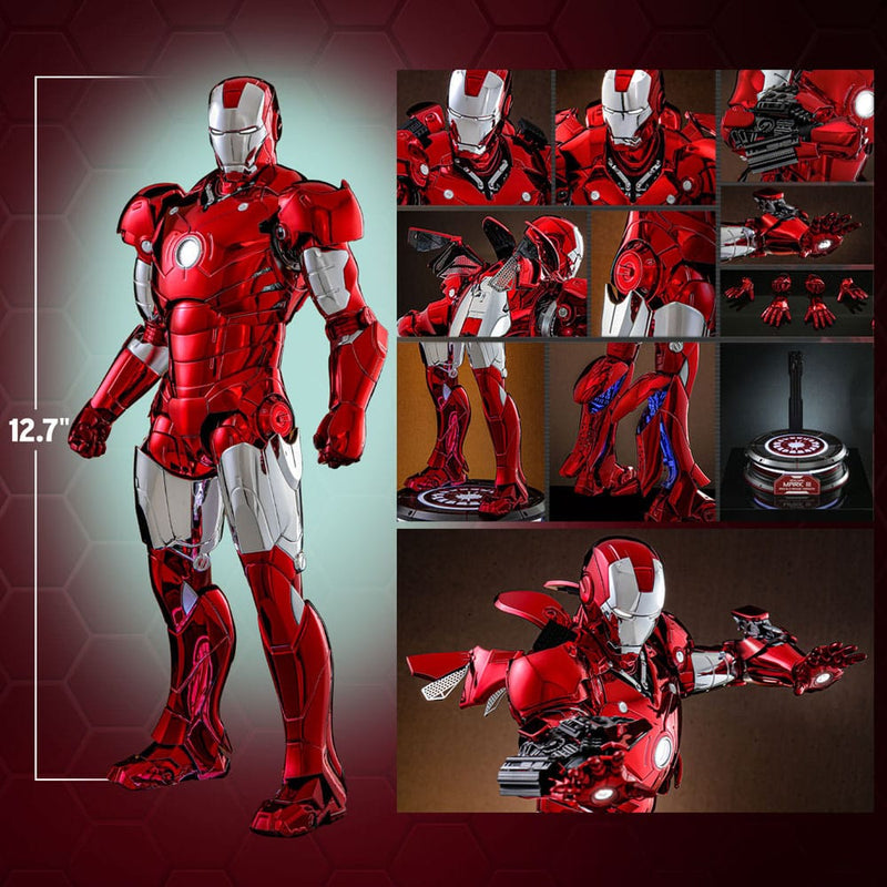 HOT TOYS Iron Man Figura Movie Masterpiece Diecast 1/6 Iron Man Mark III (Red & Chrome Version) Hot Toys Exclusive 32 cm