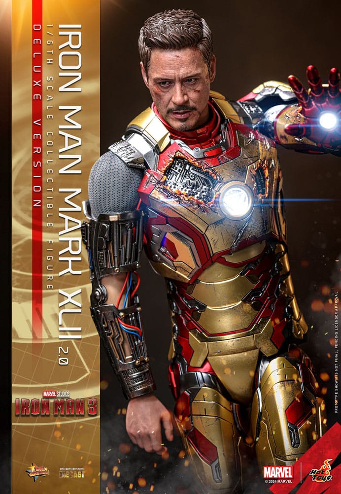 HOT TOYS Iron Man 3 Figura Movie Masterpiece Diecast 1/6 Iron Man Mark XLII (2.0) Deluxe 32 cm