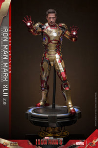 HOT TOYS Iron Man 3 Figura Movie Masterpiece Diecast 1/6 Iron Man Mark XLII (2.0) Deluxe 32 cm