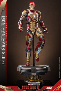 HOT TOYS Iron Man 3 Figura Movie Masterpiece Diecast 1/6 Iron Man Mark XLII (2.0) Deluxe 32 cm