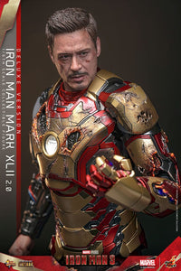 HOT TOYS Iron Man 3 Figura Movie Masterpiece Diecast 1/6 Iron Man Mark XLII (2.0) Deluxe 32 cm