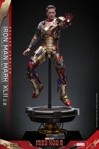 HOT TOYS Iron Man 3 Figura Movie Masterpiece Diecast 1/6 Iron Man Mark XLII (2.0) Deluxe 32 cm