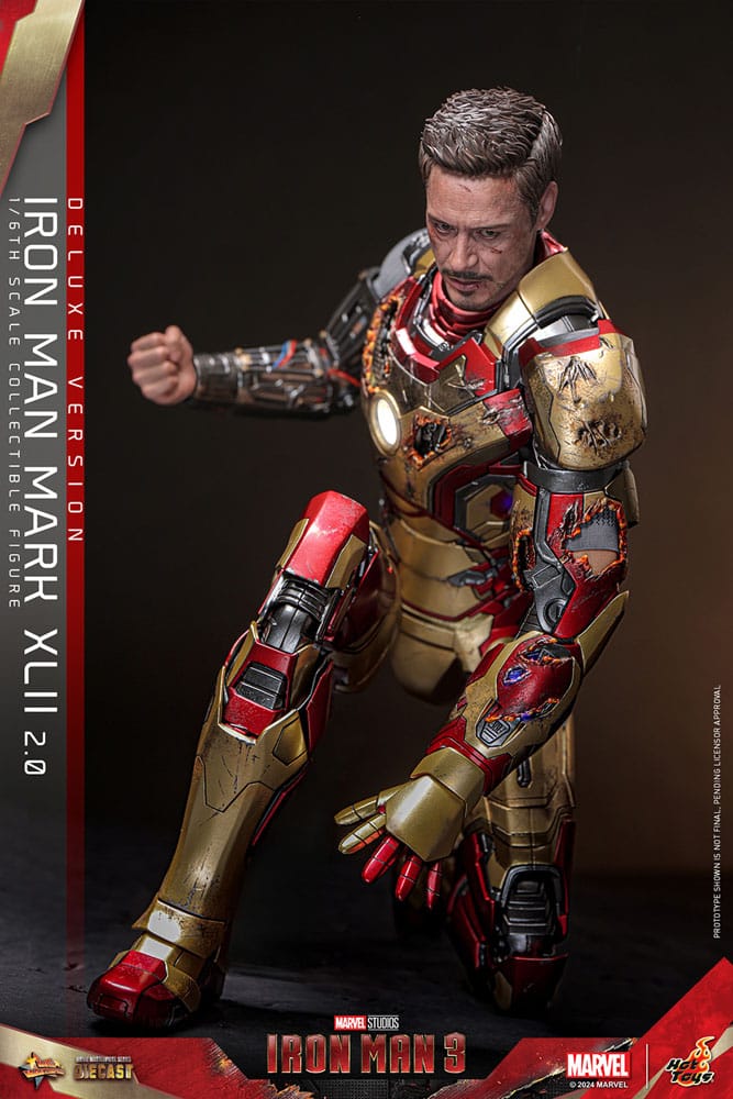 HOT TOYS Iron Man 3 Figura Movie Masterpiece Diecast 1/6 Iron Man Mark XLII (2.0) Deluxe 32 cm