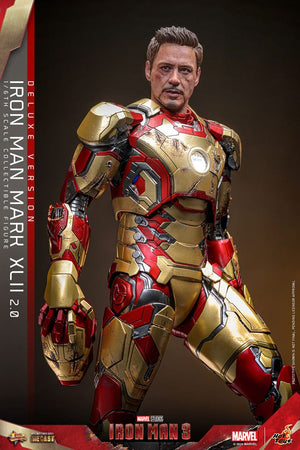 HOT TOYS Iron Man 3 Figura Movie Masterpiece Diecast 1/6 Iron Man Mark XLII (2.0) Deluxe 32 cm