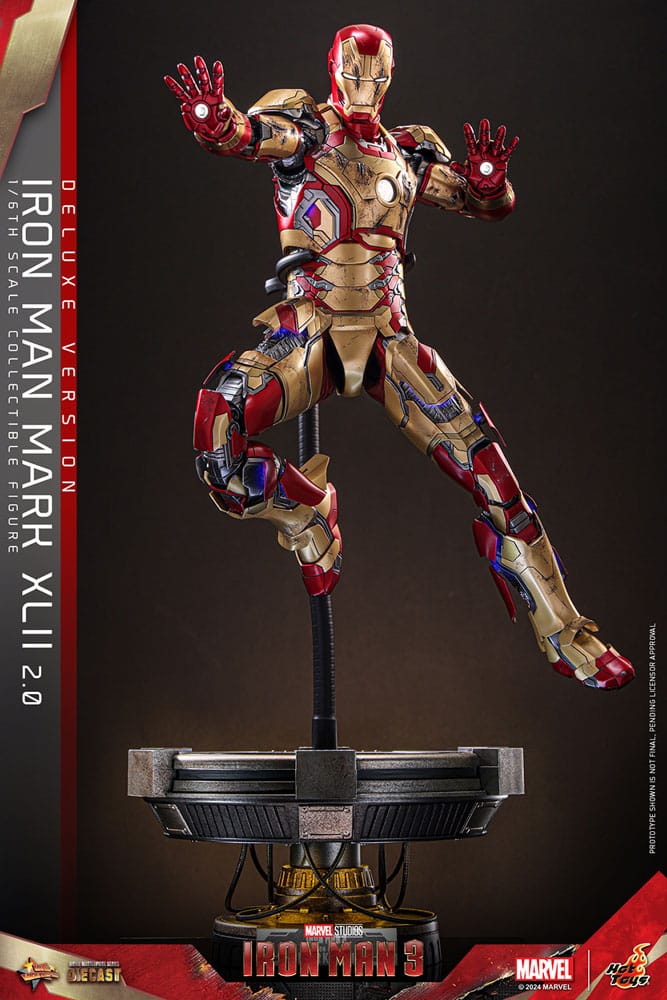 HOT TOYS Iron Man 3 Figura Movie Masterpiece Diecast 1/6 Iron Man Mark XLII (2.0) Deluxe 32 cm