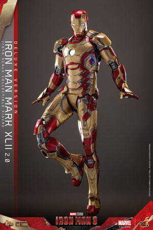 HOT TOYS Iron Man 3 Figura Movie Masterpiece Diecast 1/6 Iron Man Mark XLII (2.0) Deluxe 32 cm