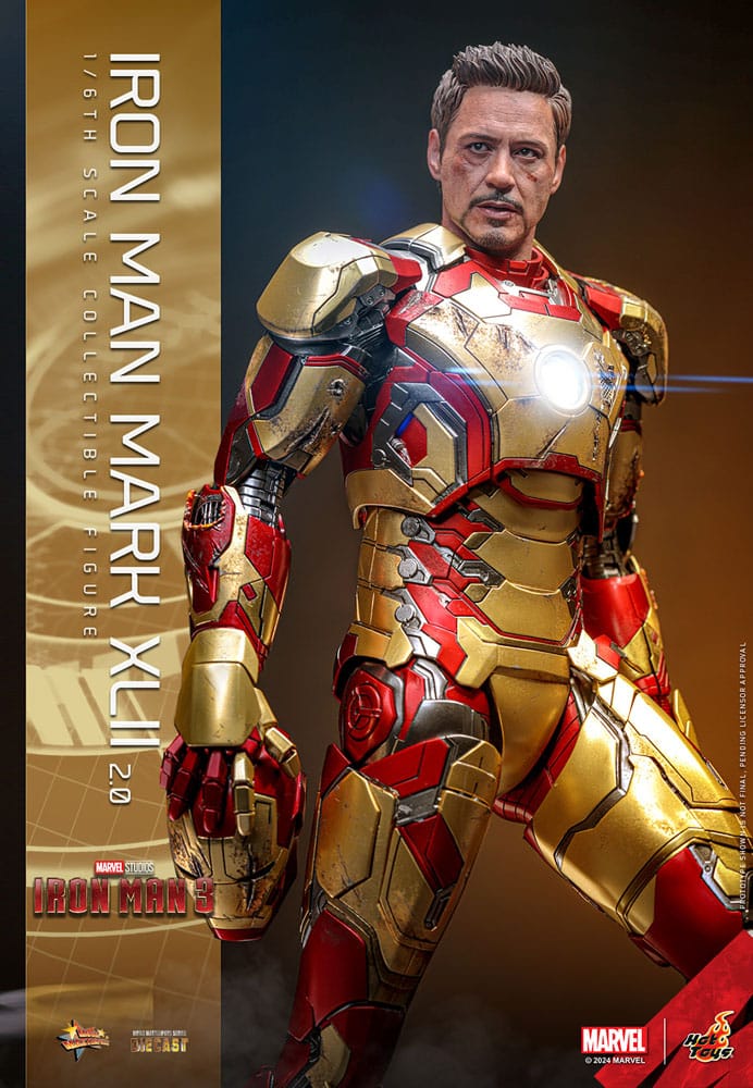 HOT TOYS Iron Man 3 Figura Movie Masterpiece Diecast 1/6 Iron Man Mark XLII (2.0) 32 cm