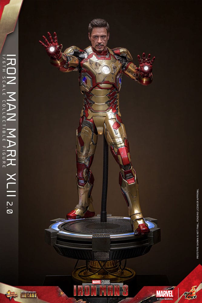 HOT TOYS Iron Man 3 Figura Movie Masterpiece Diecast 1/6 Iron Man Mark XLII (2.0) 32 cm