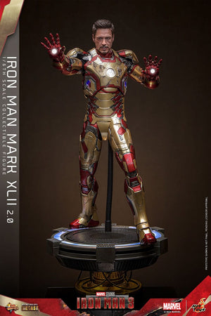 HOT TOYS Iron Man 3 Figura Movie Masterpiece Diecast 1/6 Iron Man Mark XLII (2.0) 32 cm