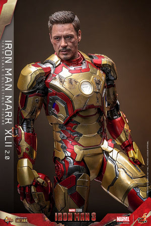 HOT TOYS Iron Man 3 Figura Movie Masterpiece Diecast 1/6 Iron Man Mark XLII (2.0) 32 cm