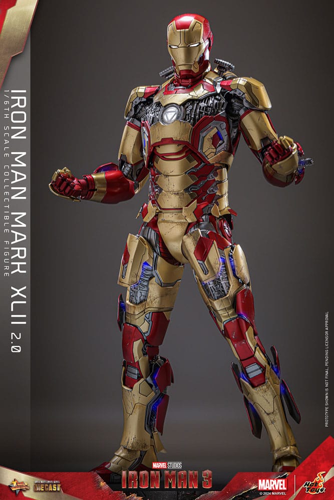 HOT TOYS Iron Man 3 Figura Movie Masterpiece Diecast 1/6 Iron Man Mark XLII (2.0) 32 cm