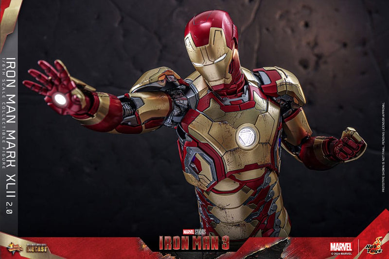 HOT TOYS Iron Man 3 Figura Movie Masterpiece Diecast 1/6 Iron Man Mark XLII (2.0) 32 cm