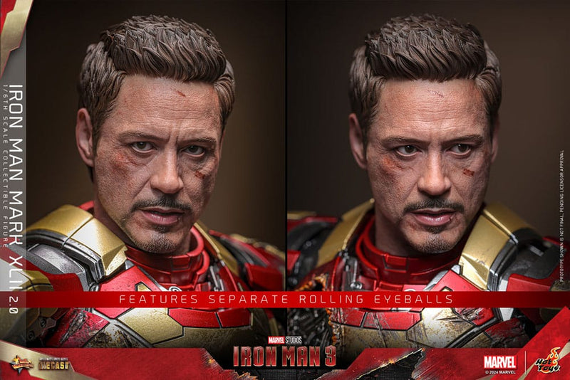 HOT TOYS Iron Man 3 Figura Movie Masterpiece Diecast 1/6 Iron Man Mark XLII (2.0) 32 cm