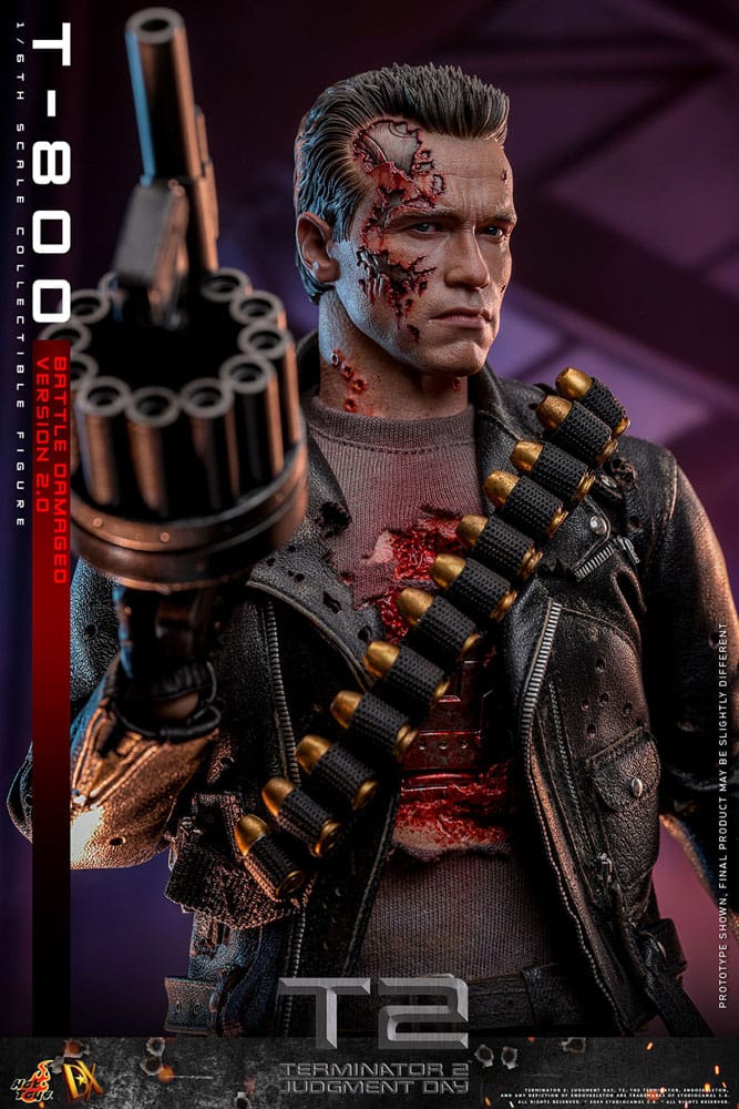 HOT TOYS Terminator 2 Figura 1/6 Movie Masterpiece T-800 Battle Damaged Version 2.0 32 cm