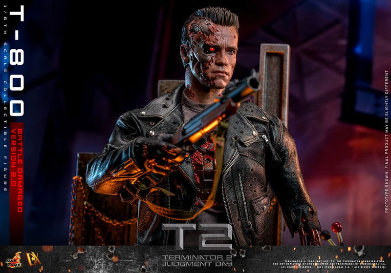 HOT TOYS Terminator 2 Figura 1/6 Movie Masterpiece T-800 Battle Damaged Version 2.0 32 cm