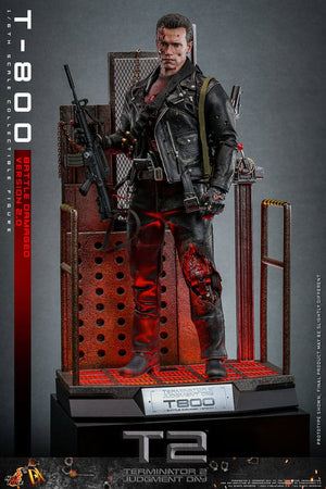 HOT TOYS Terminator 2 Figura 1/6 Movie Masterpiece T-800 Battle Damaged Version 2.0 32 cm