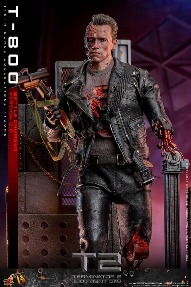 HOT TOYS Terminator 2 Figura 1/6 Movie Masterpiece T-800 Battle Damaged Version 2.0 32 cm