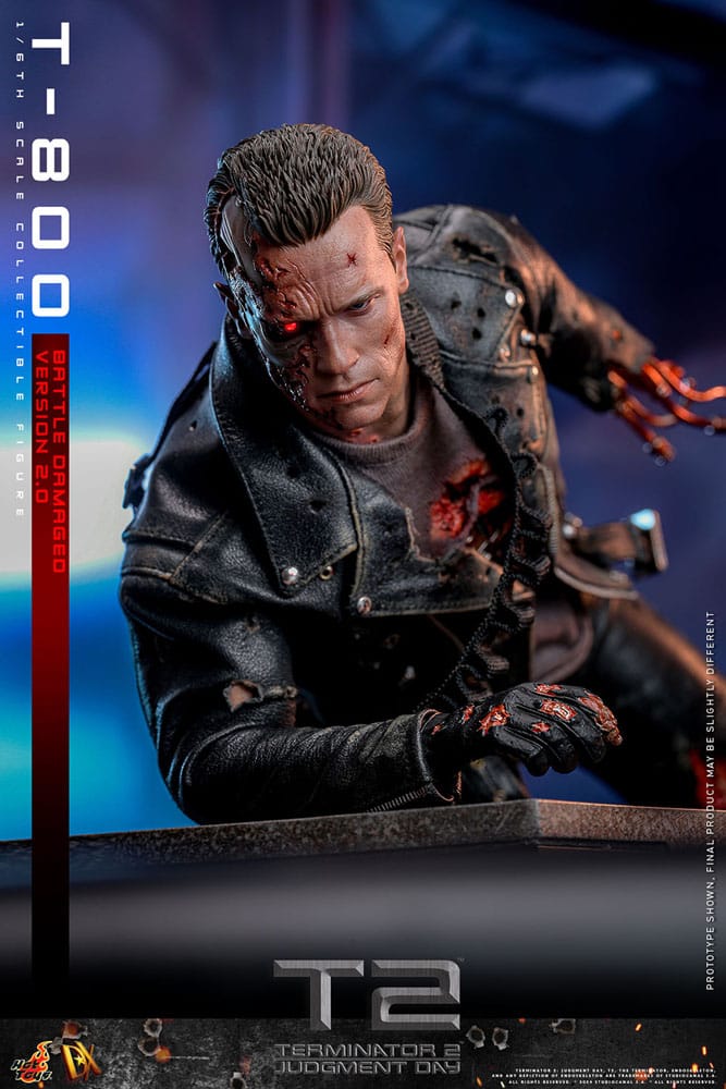 HOT TOYS Terminator 2 Figura 1/6 Movie Masterpiece T-800 Battle Damaged Version 2.0 32 cm