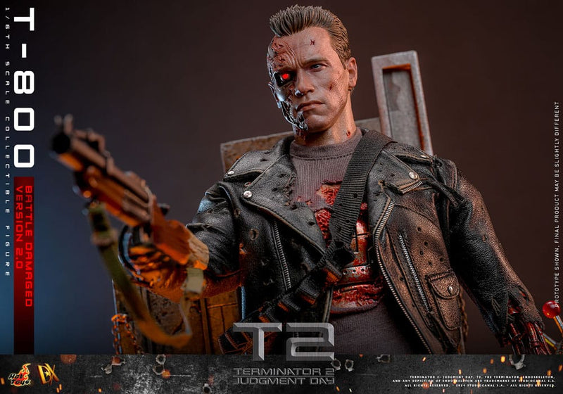 HOT TOYS Terminator 2 Figura 1/6 Movie Masterpiece T-800 Battle Damaged Version 2.0 32 cm