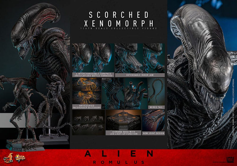 HOT TOYS Alien: Romulus Figura Movie Masterpiece 1/6 Scorched Xenomorph 44 cm