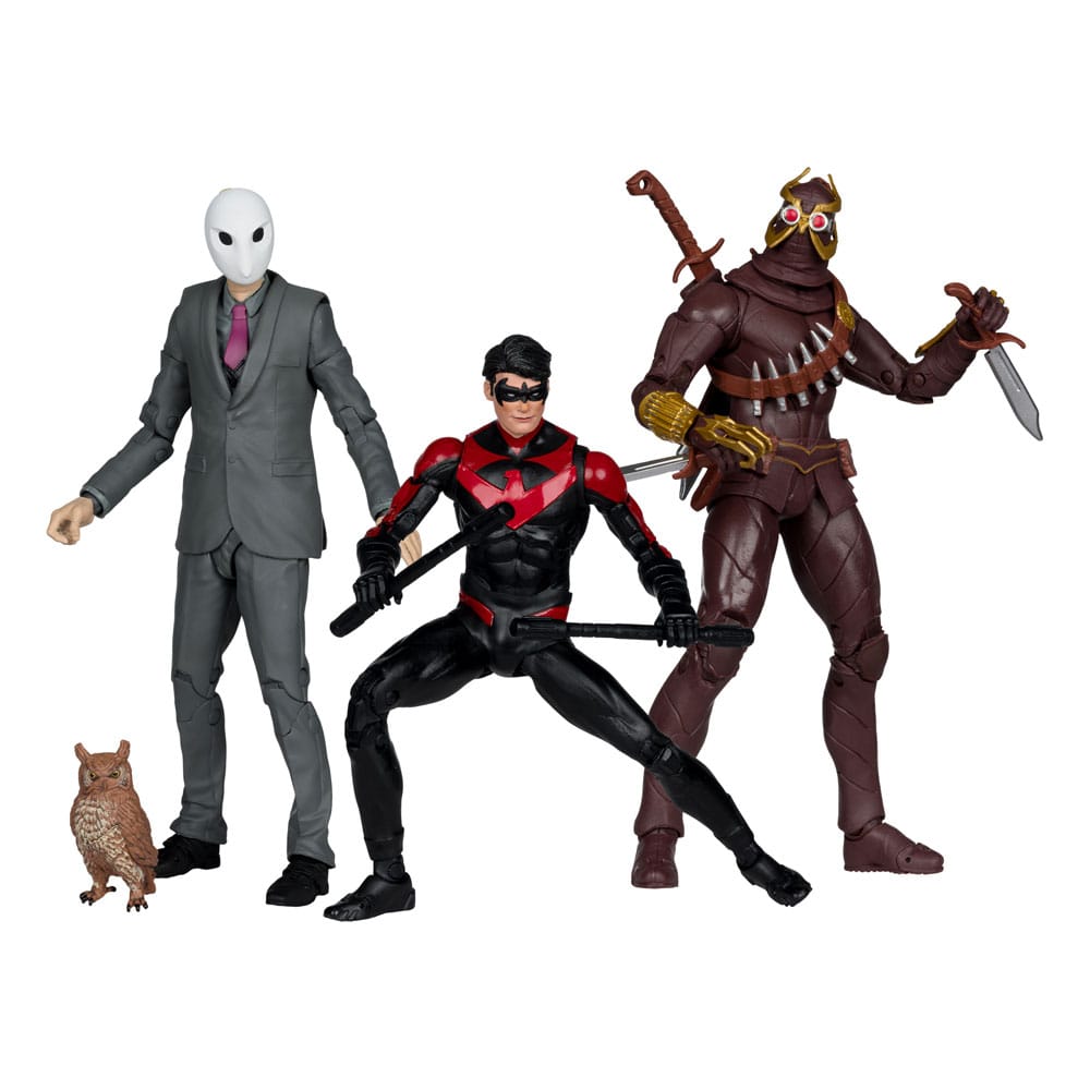 MCFARLANE TOYS DC Multiverse Pack de 3 Figuras Nightwing vs. Talon & Owl (Batman: The Court of Owls) (Gold Label) 18 cm