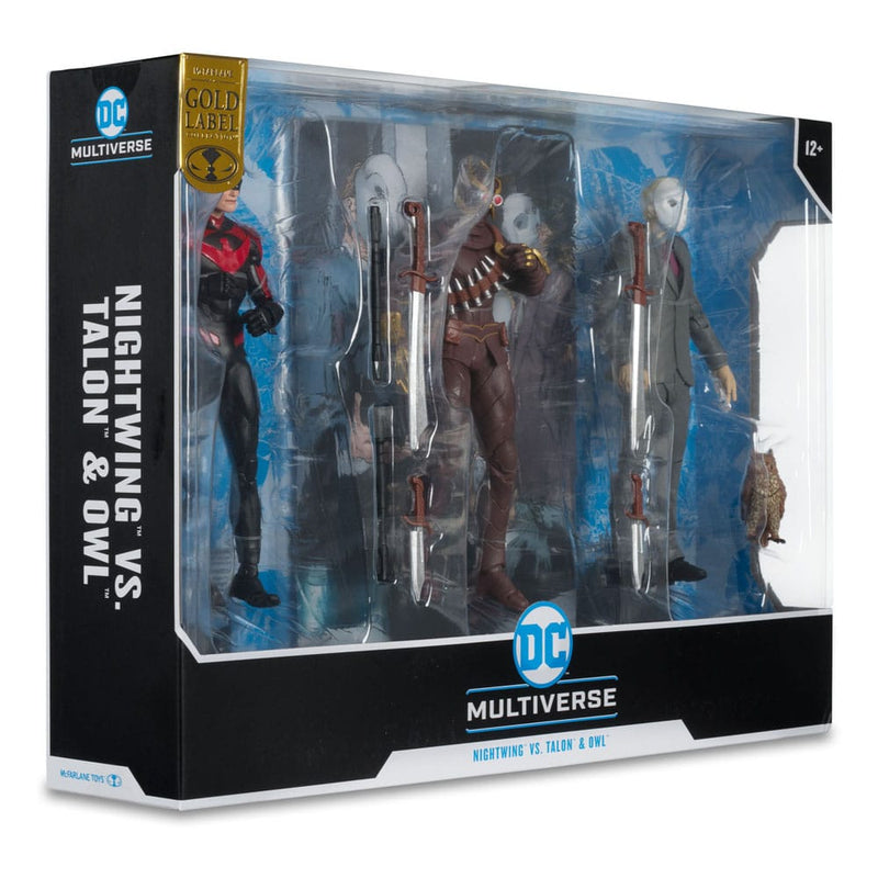 MCFARLANE TOYS DC Multiverse Pack de 3 Figuras Nightwing vs. Talon & Owl (Batman: The Court of Owls) (Gold Label) 18 cm