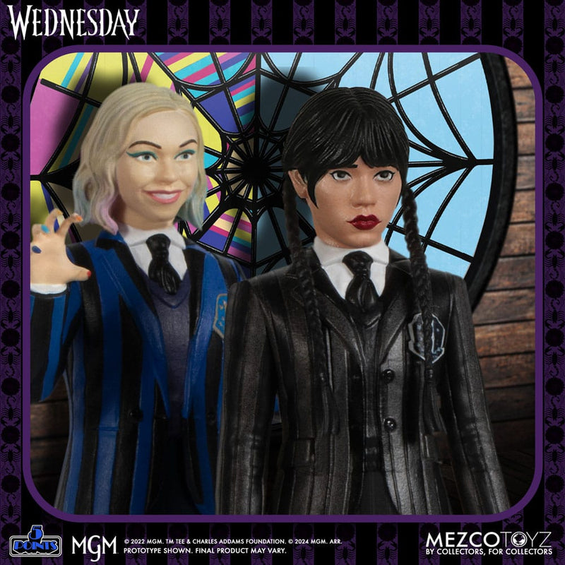 Mezco Toyz Wednesday Figuras 5 Points Wednesday & Enid Boxed Set 10 cm