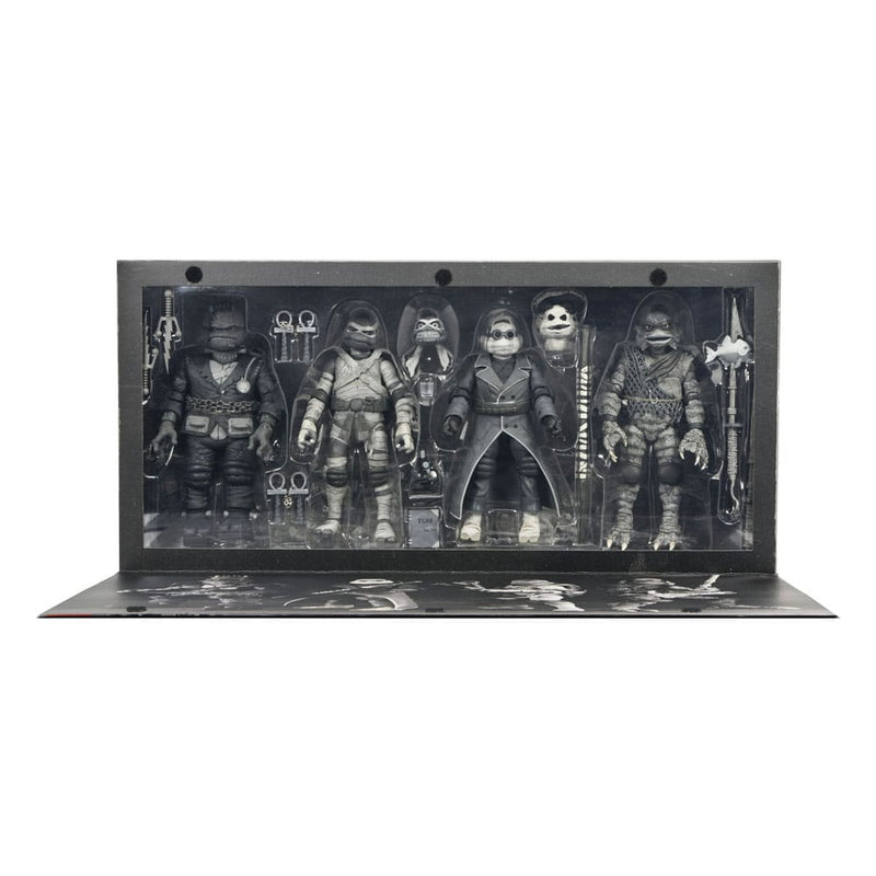 NECA Universal Monsters x Teenage Mutant Ninja Turtles pack de 4 Figuras Turtles Black & White 18 cm