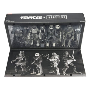 NECA Universal Monsters x Teenage Mutant Ninja Turtles pack de 4 Figuras Turtles Black & White 18 cm